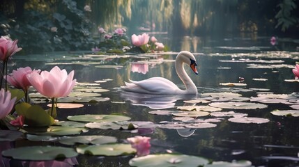 swans in the lake