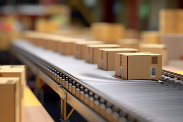 Boxes on conveyor belt
