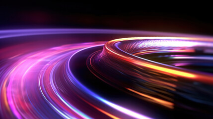 Abstract digital background. Glowing spinning light traces.