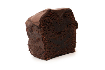 Chocolate cake isolated on a white background.