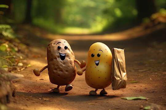 cute character potatoes created with Generative AI technology