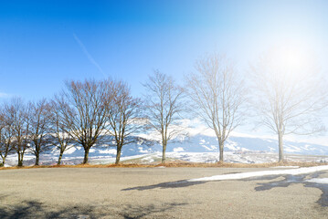 View from Nicovo to West tatras near Liptovsky Mikulas in the winter and Krivan. Slovakia, Liptov region.