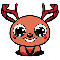 Christmas reindeer with ribbon, Cute deer in winter , Christmas wrapping.