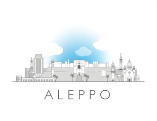Aleppo Syria cityscape line art style vector illustration
