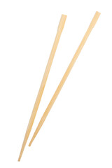 Bamboo chopsticks isolated on transparent background. vertical photo
