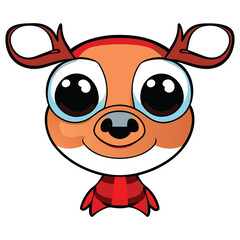 Christmas reindeer with ribbon, Cute deer in winter , Christmas wrapping.