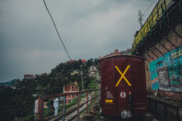 Kalka Shimla Toy Train from back - UNESCO World Heritage Site - Rail Transportation