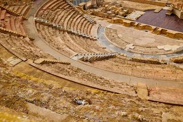 A beautiful high angle shot of the Roman Theatre in Cartagena Spain