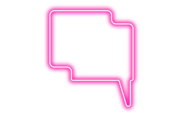 Neon pink chat bubble png. Glowing speech bubble on transparent background.