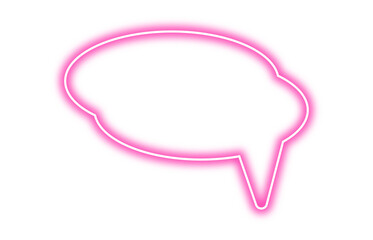 Neon pink chat bubble png. Glowing speech bubble on transparent background.