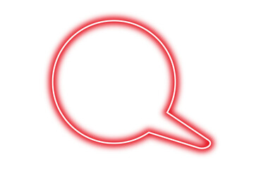 Neon chat bubble png. Glowing red speech bubble on transparent background.