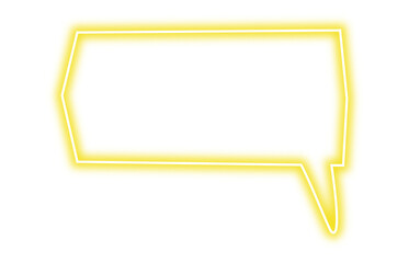 Neon yellow chat bubble png. Glowing speech bubble on transparent background.