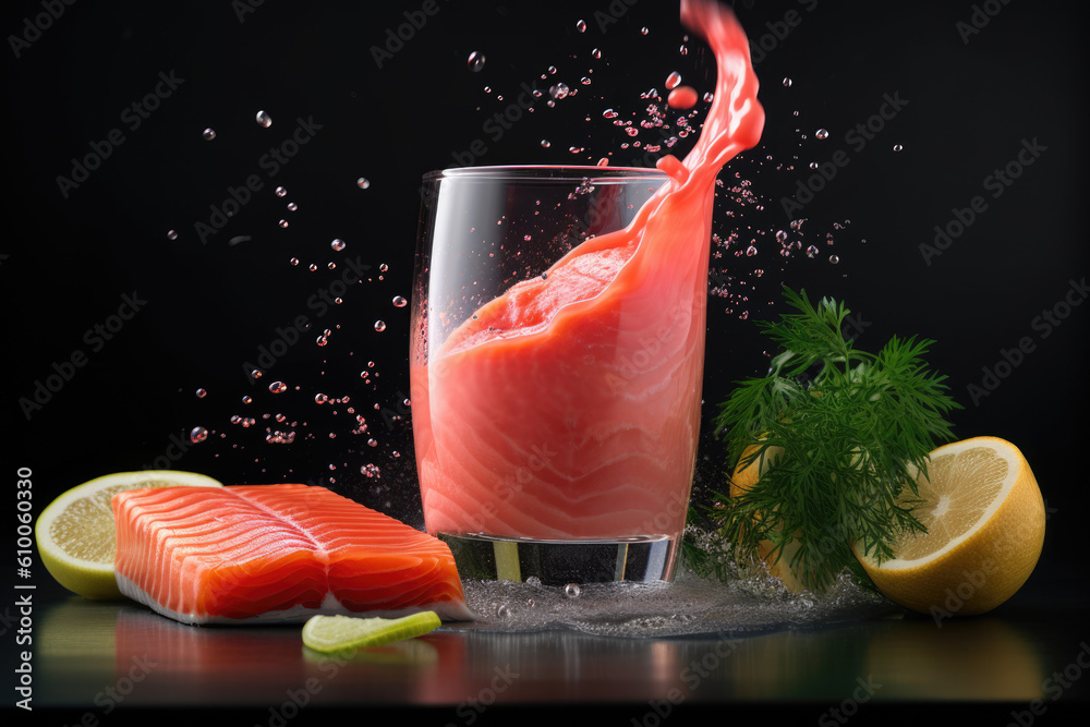 Wall mural salmon juice created with generative ai technology