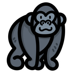 gorilla filled outline icon style
