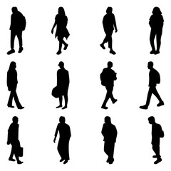 Vector Collection Set of Casual People Silhouettes 