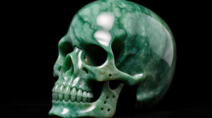Jade skull created with Generative AI technology