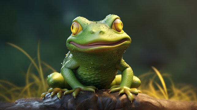 cute frog character created with Generative AI technology