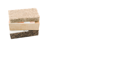  immagine primo piano di blocchi in sughero naturale e fibre di legno per isolamento termico coibentazione di pareti e superfici di edifici, sfondo trasparente