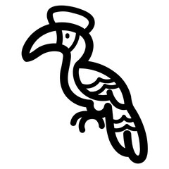 hornbill line icon style