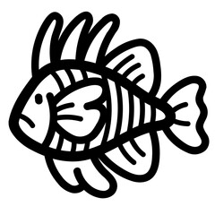 venomous fish line icon style