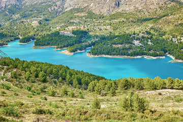 Fototapeta premium Landscape of the Guadalest reservoir.