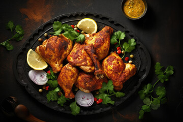 top view of Tandoori Chicken created with Generative AI technology