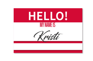 Red hello my name is name tag blank template