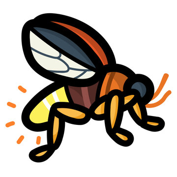 cartoon firefly orange black wings clip art preview
