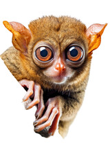 close up of a tarsier isolated on a transparent background