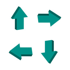 Green 3D arrows with shadow, up, down, right, left direction.
