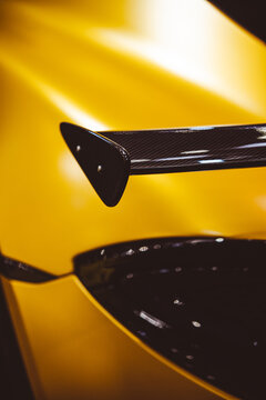 Spoiler of a yellow sports car
