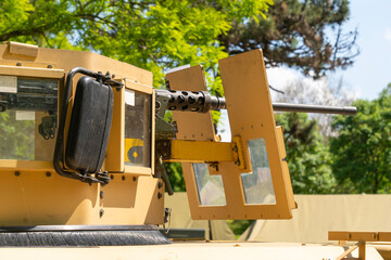 Browning heavy machine gun turret on an armored HMMWV (Humvee)