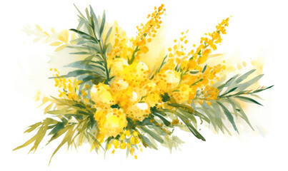 Watercolor painting of Goldenrod on white paper Floral illustration Bouquet - obrazy, fototapety, plakaty