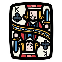 king of clubs filled outline icon style