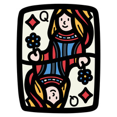 queen of diamonds filled outline icon style