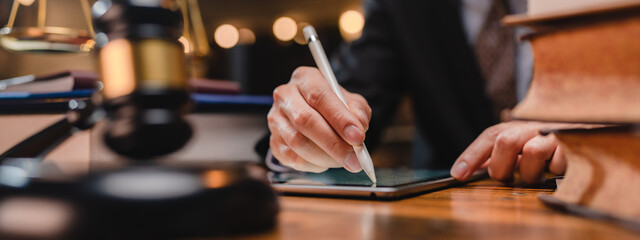 law and authority lawyer concept, judgment gavel hammer in court courtroom for crime judgement...