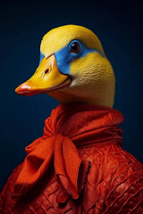 Portrait of a fashion goose illustartion, trendy and funny art. Generative AI.