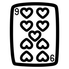 nine of hearts line icon style