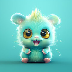 Fototapeta premium Adorable 3D Floofy Fantasy Creature - Cute and Cuddly Collection