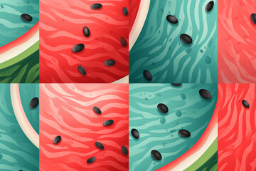 Watermelon mint contrast pattern, Generative AI