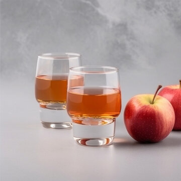Glass of apple juice and red apples. generative ai