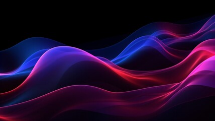 Obraz premium Dark wave neon lights line background. generative ai