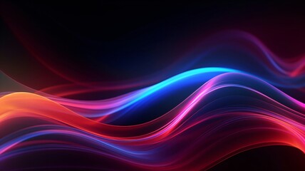Naklejka premium Dark wave neon lights line background. generative ai