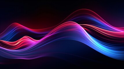 Fototapeta premium Dark wave neon lights line background. generative ai