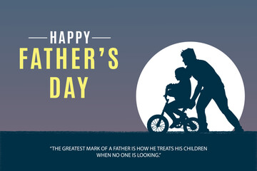 Illustration of a silhouette of a father and son fathers day background