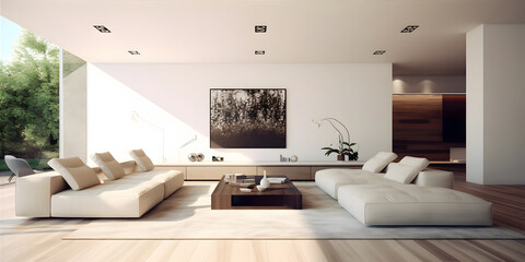 Modern Minimalism: A sleek and stylish interior design featuring clean lines and minimal decor. Generative ai.