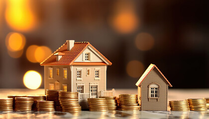 House and coins investment and economy concept. Generative IA