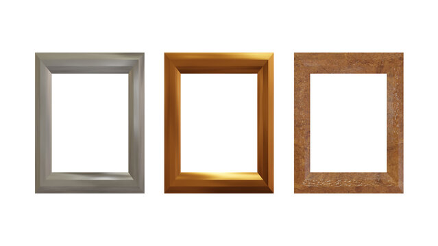 picture frame set (3 frames) wood/metal 3D render
