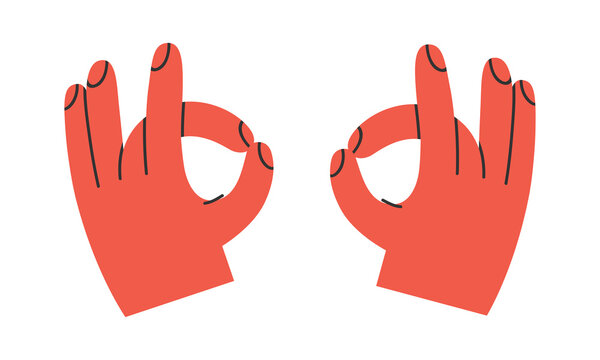 Hand drawn cute illustration of yoga shuni mudra. Flat vector hand position at meditation symbol in colored doodle style. Mental health, self care sticker, icon or print. Isolated on white background.
