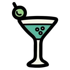 martini filled outline icon style